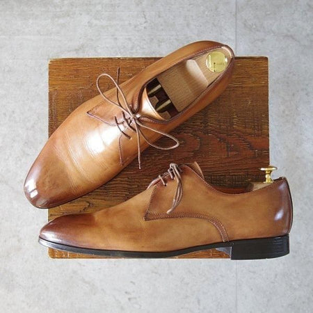 ★(伊)サントーニ SIZE 6【Vフロント★15018/プレーントゥ】カーフ/茶/メンズ/Santoni★m702
