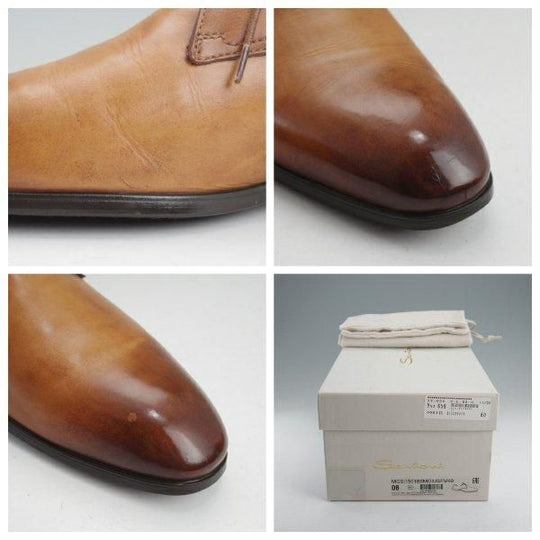 ★(伊)サントーニ SIZE 6【Vフロント★15018/プレーントゥ】カーフ/茶/メンズ/Santoni★m702