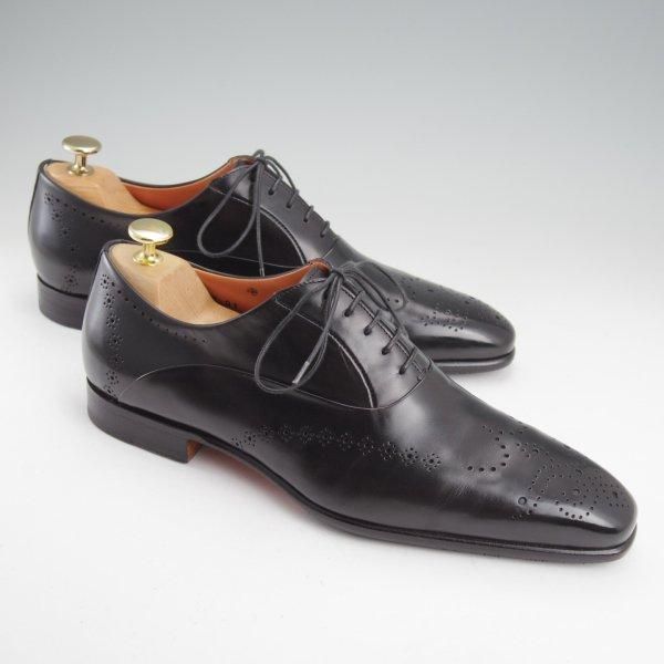 極美品★(伊)サントーニ SIZE 5.5【定価￥82,500-★オックスフォードシューズ/11542】カーフ/黒/メンズ/Santoni★m704
