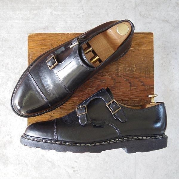 極上★パラブーツ SIZE 7.5【定価￥96,800-★ウィリアム/WILLIAM】マルシェソール/ダブルモンク/リスレザー/黒/メンズ/Paraboot★m707