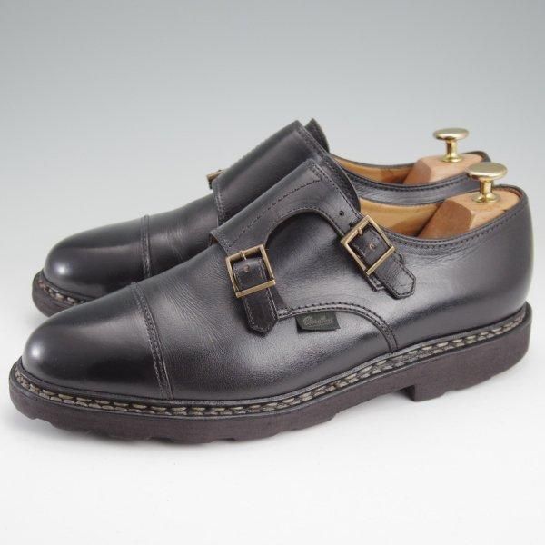 極上★パラブーツ SIZE 7.5【定価￥96,800-★ウィリアム/WILLIAM】マルシェソール/ダブルモンク/リスレザー/黒/メンズ/Paraboot★m707