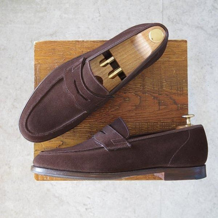 美品★クロケット&ジョーンズ 8E【現行定価10万円以上★RICHMOND/314ラスト】コインローファー/スエード/濃茶/Crockett&Jones★m713