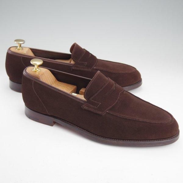 美品★クロケット&ジョーンズ 8E【現行定価10万円以上★RICHMOND/314ラスト】コインローファー/スエード/濃茶/Crockett&Jones★m713