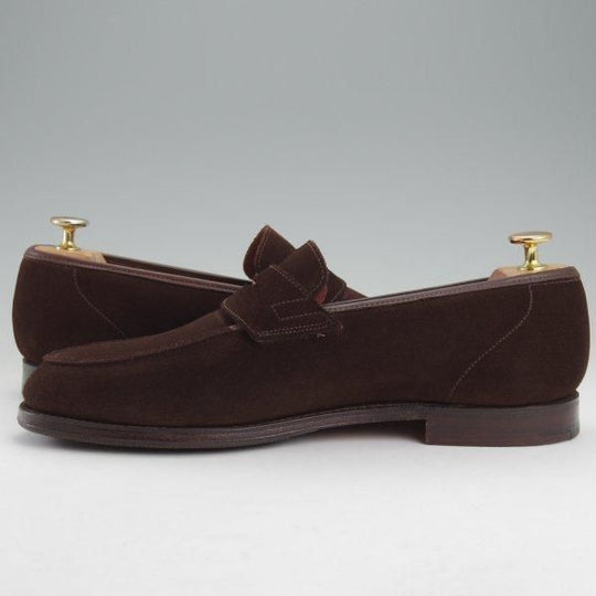 美品★クロケット&ジョーンズ 8E【現行定価10万円以上★RICHMOND/314ラスト】コインローファー/スエード/濃茶/Crockett&Jones★m713