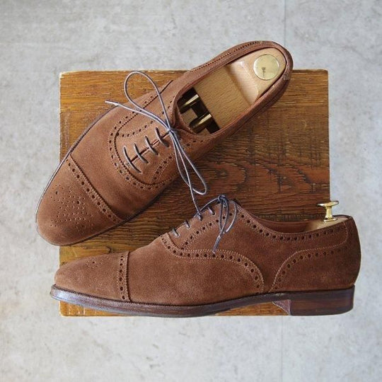 極上★クロケット&ジョーンズ 6D【ハンドグレードライン★セミブローグ/EDMUND】スエード/TABACCO/茶/メンズ/Crockett&Jones★m718