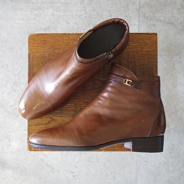 極上★(伊)タニノクリスチー SIZE 5.5【定価15万円以上★サイドジップブーツ】カーフ/茶/メンズ/TANINO CRISCI★m728