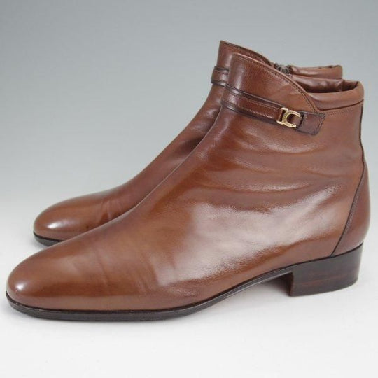 極上★(伊)タニノクリスチー SIZE 5.5【定価15万円以上★サイドジップブーツ】カーフ/茶/メンズ/TANINO CRISCI★m728