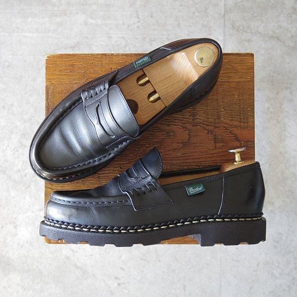 極上★パラブーツ SIZE 6【定価￥94,600-★ランス/REIMS】コインローファー/リスレザー/NOIR/黒/メンズ/Paraboot★m732