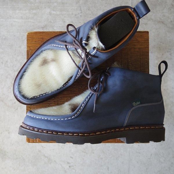 使用数回★パラブーツ SIZE 8【貴重オーダー品★フォック仕様(アザラシの毛皮)/MUCY】ミューシー/ヌバック/紺/SHIRAZ/Paraboot★m733