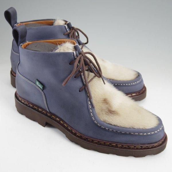 使用数回★パラブーツ SIZE 8【貴重オーダー品★フォック仕様(アザラシの毛皮)/MUCY】ミューシー/ヌバック/紺/SHIRAZ/Paraboot★m733