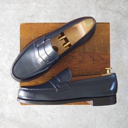 極上★J.M.ウエストン 7D【現行定価￥151,800-★180/コインローファー】41ラスト/ボックスカーフ/BLUE/紺/Weston/ウェストン★m748