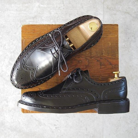未使用★(独)ハインリッヒ・ディンケラッカー SIZE 6.5【貴重★BUDA/ブダ/フルブローグ】カーフ/黒/メンズ/Heinrich Dinkelacker★m752