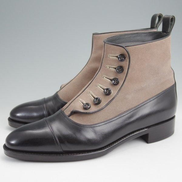 極上★Perfetto/ペルフェット SIZE 7【グッドイヤーウェルテッド製法★ボタンブーツ/DICTATOR】カーフ×スエード/黒×薄茶/メンズ★m758