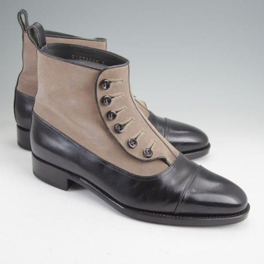 極上★Perfetto/ペルフェット SIZE 7【グッドイヤーウェルテッド製法★ボタンブーツ/DICTATOR】カーフ×スエード/黒×薄茶/メンズ★m758