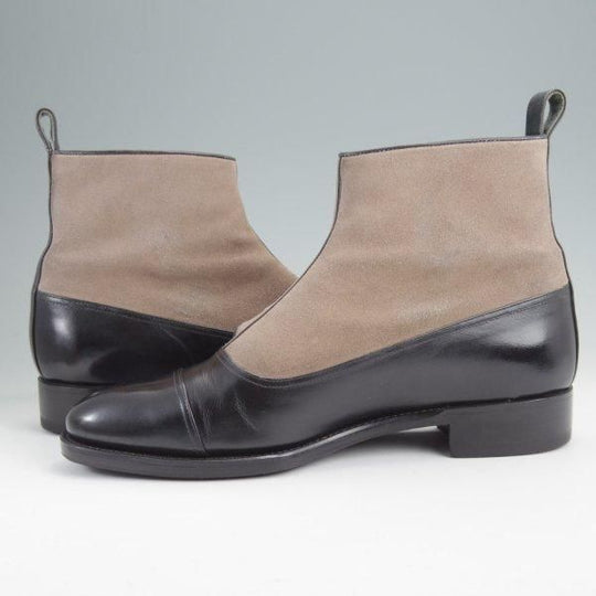 極上★Perfetto/ペルフェット SIZE 7【グッドイヤーウェルテッド製法★ボタンブーツ/DICTATOR】カーフ×スエード/黒×薄茶/メンズ★m758