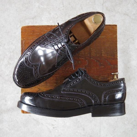極上★(独)ハインリッヒ・ディンケラッカー SIZE 7.5【モデル定価￥193,600-★コードバン仕様/RIO/リオ】フルブローグ/黒/メンズ★m768
