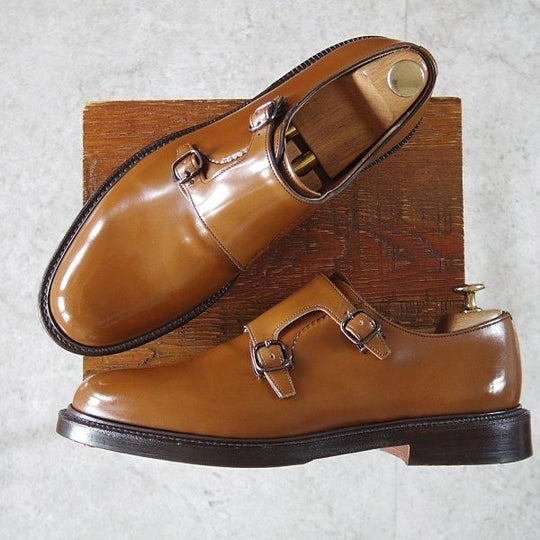 極美品★チャーチ 85F/UK8.5【貴重★SHANNON同仕様のダブルモンク/LAMBOURN】103ラスト/ポリッシュドバインダーカーフ/茶/Church's★m773