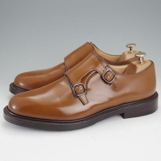 極美品★チャーチ 85F/UK8.5【貴重★SHANNON同仕様のダブルモンク/LAMBOURN】103ラスト/ポリッシュドバインダーカーフ/茶/Church's★m773