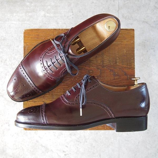 極美品★42ndロイヤルハイランド SIZE 8.5【現行定価13万円程度★コードバン仕様/純正シューツリー付き】Navy Collection/赤茶★m810