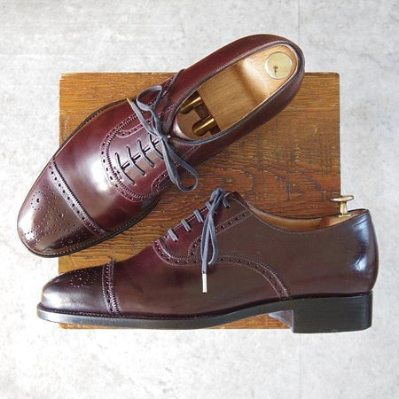 極美品★42ndロイヤルハイランド SIZE 8.5【現行定価13万円程度★コードバン仕様/純正シューツリー付き】Navy Collection/赤茶★m810
