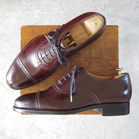 極美品★42ndロイヤルハイランド SIZE 8.5【現行定価13万円程度★コードバン仕様/純正シューツリー付き】Navy Collection/赤茶★m810