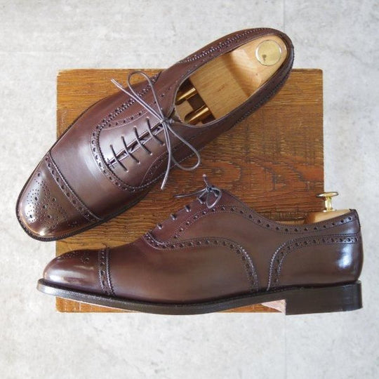 極美品★チャーチ 85F/UK8.5【定価￥176,000-★ディプロマット/DIPLOMAT】173ラスト/セミブローグ/カーフ/EBONY/濃茶/Church's★m815