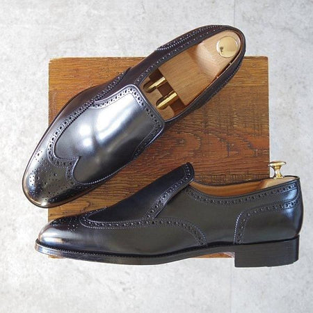極美品★Oriental/オリエンタル SIZE 9【定価￥57,200-★CAMPBELL/1216ラスト】センターエラスティック/ボックスカーフ/黒/メンズ★m826