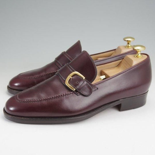 ★(伊)タニノクリスチー SIZE 5.5【定価15万円以上★ストラップローファー/赤茶】スリッポン/カーフ/メンズ/TANINO CRISCI★m833