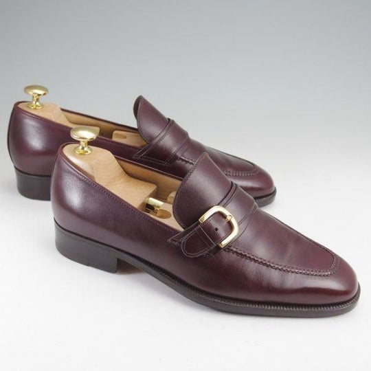 ★(伊)タニノクリスチー SIZE 5.5【定価15万円以上★ストラップローファー/赤茶】スリッポン/カーフ/メンズ/TANINO CRISCI★m833