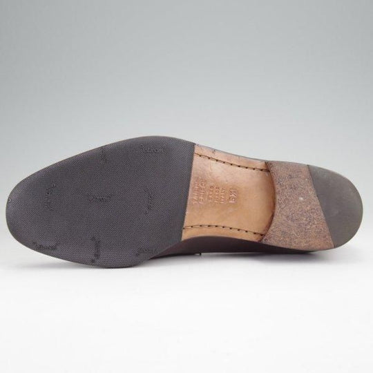 ★(伊)タニノクリスチー SIZE 5.5【定価15万円以上★ストラップローファー/赤茶】スリッポン/カーフ/メンズ/TANINO CRISCI★m833