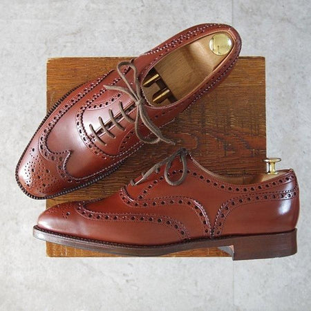 ほぼ試着程度★チャーチ 90F/UK9【旧チャーチ★CHETWYND/73ラスト】4都市ロゴ過渡期/チェットウィンド/フルブローグ/茶/Church's★m845