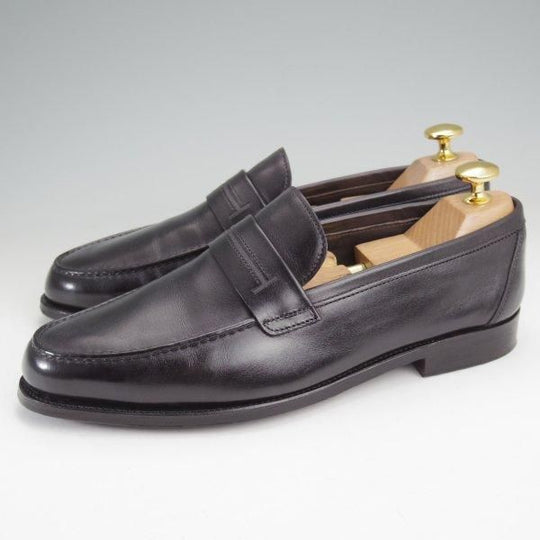 極美品★ジョンロブ SIZE 5.5【貴重★エルメス別注/HERMES/ミュージアムカーフ】HENRI/H513ラスト/コインローファー/黒/JOHN LOBB★m846