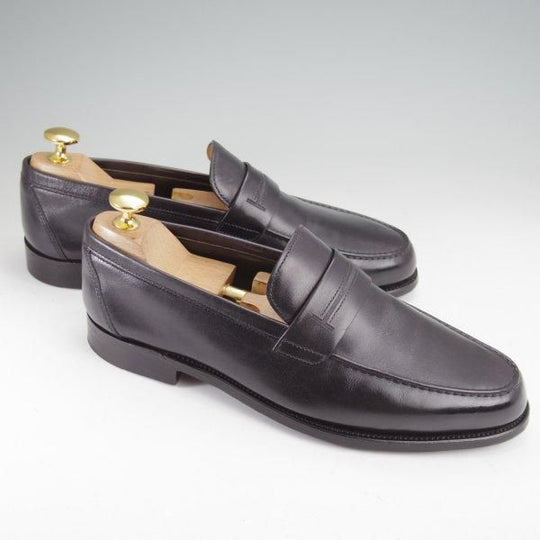 極美品★ジョンロブ SIZE 5.5【貴重★エルメス別注/HERMES/ミュージアムカーフ】HENRI/H513ラスト/コインローファー/黒/JOHN LOBB★m846