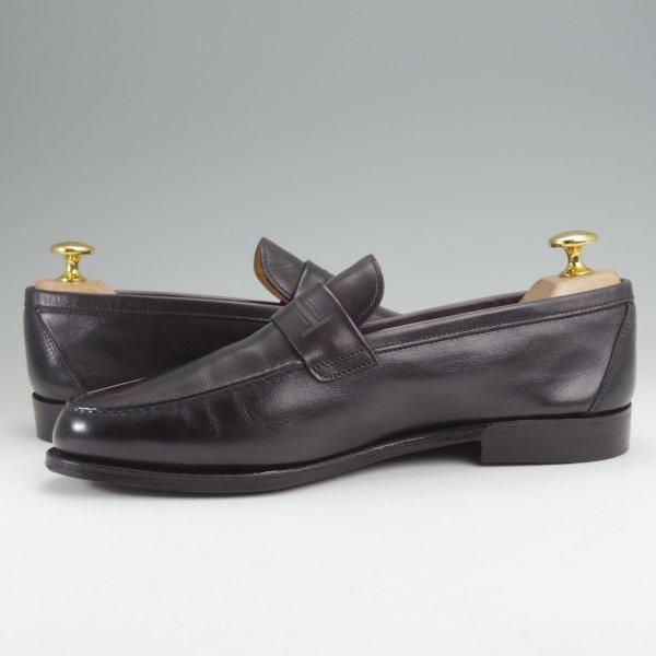 極美品★ジョンロブ SIZE 5.5【貴重★エルメス別注/HERMES/ミュージアムカーフ】HENRI/H513ラスト/コインローファー/黒/JOHN LOBB★m846