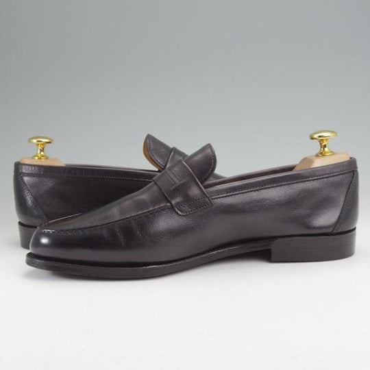 極美品★ジョンロブ SIZE 5.5【貴重★エルメス別注/HERMES/ミュージアムカーフ】HENRI/H513ラスト/コインローファー/黒/JOHN LOBB★m846