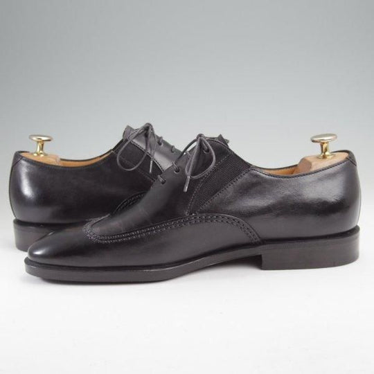 極美品★(伊)タニノクリスチー SIZE 6【定価￥210,000-★ブラインドブローグ/56】サイドエラスティック/カーフ/黒/TANINO CRISCI★m847