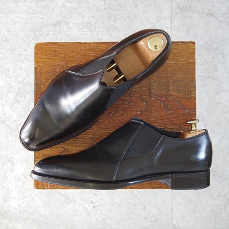 極上★三陽山長 SIZE 6.5【定価￥80,300-★純正シューツリー付き/容之介/YONOSUKE】R309ラスト/サイドエラスティック/カーフ/黒★m852