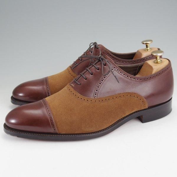 極上★(英)グレンソン 8.5F【コンビ仕様★クォーターブローグ】カーフ×スエード/濃茶×茶/メンズ/GRENSON★m853