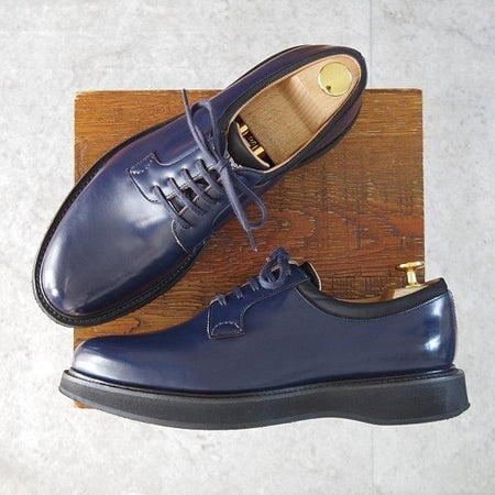 美品★チャーチ 70F/UK7【現行5都市ロゴ★プレーントゥ/BRANDON】142ラスト/ロイスカーフ/紺/メンズ/Church's★m854