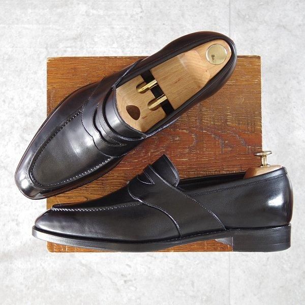 極上★三陽山長 SIZE 9【定価￥80,300-★流也/RYUYA/R3010ラスト】コインローファー/フルストラップ/カーフ/黒/Sanyo Yamacho★m885