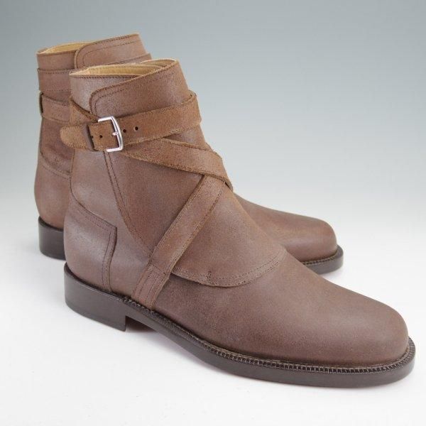 未使用★(伊製)HERMES/エルメス SIZE 39.5【ブラックラピド製法★ジョッパーブーツ】バケッタレザー/濃茶/メンズ★m893