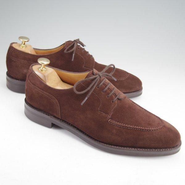 極美品★ジョンロブ 7.5E【名作★CHAMBORD/スキンステッチ仕様/8695ラスト】シャンボード/Uチップ/スエード/濃茶/メンズ/JOHN LOBB★m940