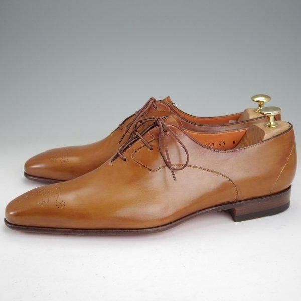 未使用★(伊)サントーニ SIZE 8.5【オックスフォードシューズ★9739/茶】カーフ/メンズ/Santoni★m961