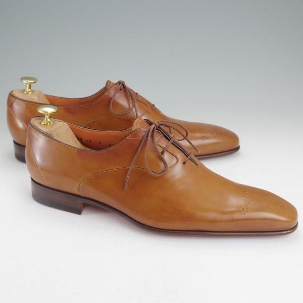 未使用★(伊)サントーニ SIZE 8.5【オックスフォードシューズ★9739/茶】カーフ/メンズ/Santoni★m961