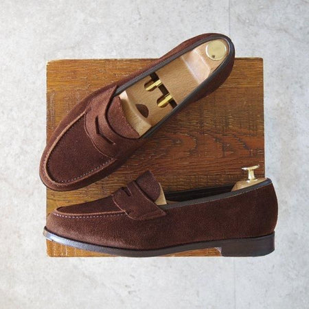 極上★Oriental/オリエンタル SIZE 6.5【貴重★クーズー(KUDU)革/ALBERS/コインローファー】419ラスト/スエード/濃茶/メンズ★m971