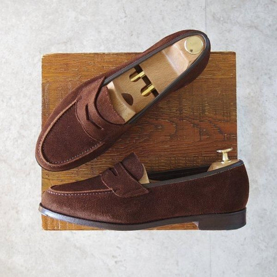 極上★Oriental/オリエンタル SIZE 6.5【貴重★クーズー(KUDU)革/ALBERS/コインローファー】419ラスト/スエード/濃茶/メンズ★m971