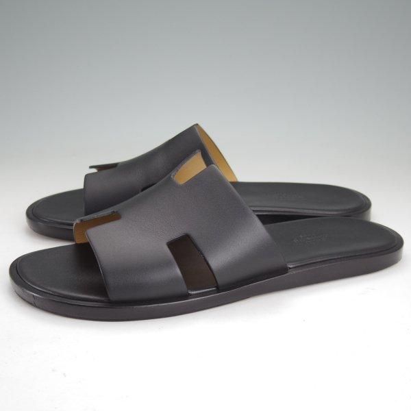 美品★(伊製)HERMES/エルメス SIZE 41【現行定価￥132,000-★Izmir/イズミール/レザーサンダル】カーフ/黒/メンズ★m974