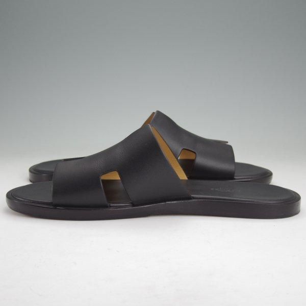 美品★(伊製)HERMES/エルメス SIZE 41【現行定価￥132,000-★Izmir/イズミール/レザーサンダル】カーフ/黒/メンズ★m974
