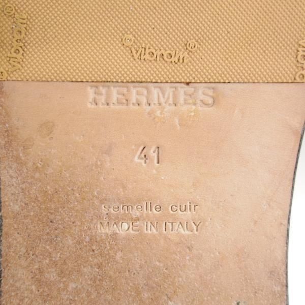 美品★(伊製)HERMES/エルメス SIZE 41【現行定価￥132,000-★Izmir/イズミール/レザーサンダル】カーフ/黒/メンズ★m974