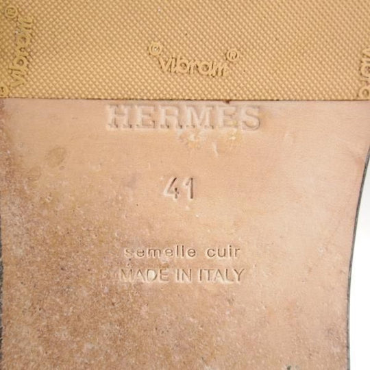 美品★(伊製)HERMES/エルメス SIZE 41【現行定価￥132,000-★Izmir/イズミール/レザーサンダル】カーフ/黒/メンズ★m974